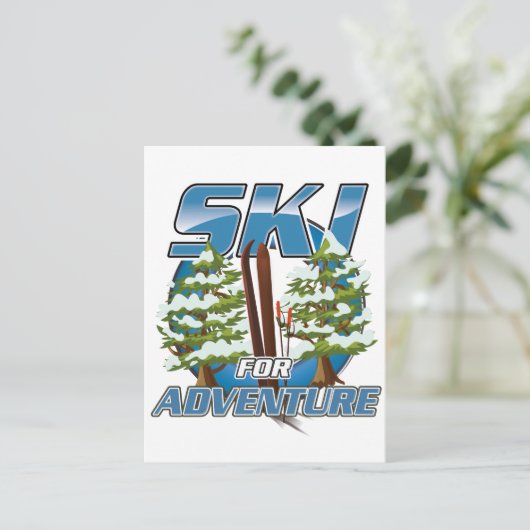 Ski USA Voor avontuur logo. Briefkaart (Staand voorkant)