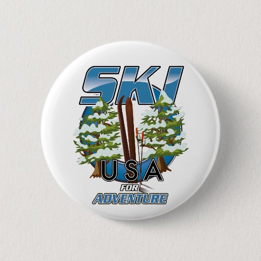 Ski USA Voor avontuur logo. Ronde Button 5,7 Cm (Voorkant)