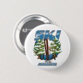 Ski USA Voor avontuur logo. Ronde Button 5,7 Cm (Voorkant /achterkant)