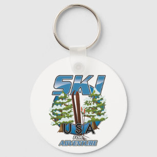 Ski USA Voor avontuur logo. Sleutelhanger
