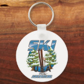 Ski USA Voor avontuur logo. Sleutelhanger (Voorkant)