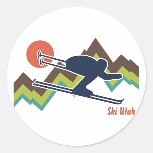 Ski Utah Ronde Sticker (Voorkant)