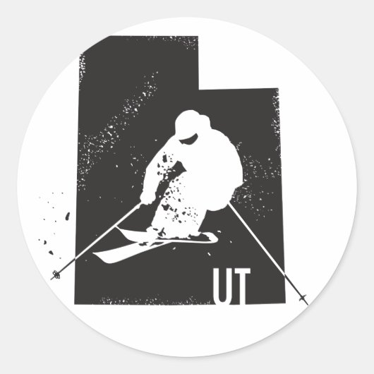 Ski Utah Ronde Sticker (Voorkant)