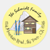 Ski Vacation Doodle Yellow Return Address Stickers (Voorkant)