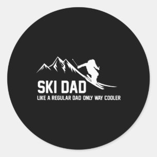 Ski Vader Grappige Skiër Sneeuwavontuur Skiën Lief Ronde Sticker