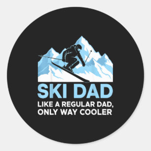 Ski Vader Liefhebber Skier Man Snowboarden Funny S Ronde Sticker