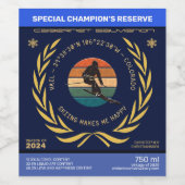 Ski Vail, Colorado - Man Skiër Gouden Tekst Wijn Etiket (Enkel label)