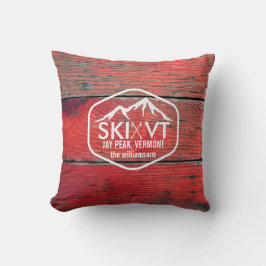 Ski Vermont Jay Peak Rustic Red Barnwood Kussen