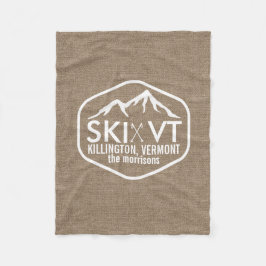 Ski Vermont Killington Stowe stratton Burlap Fleece Deken