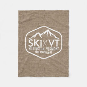Ski Vermont Killington Stowe stratton Burlap Fleece Deken