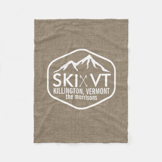 Ski Vermont Killington Stowe stratton Burlap Fleece Deken (Voorkant)