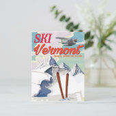 Ski Vermont poster van de retro-vakantie Briefkaart (Staand voorkant)