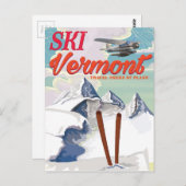 Ski Vermont poster van de retro-vakantie Briefkaart (Voorkant / Achterkant)