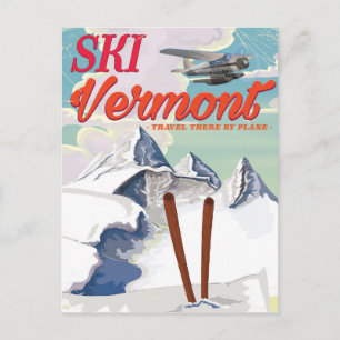 Ski Vermont poster van de retro-vakantie Briefkaart