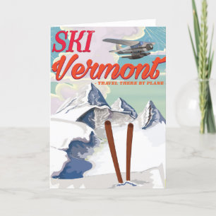 Ski Vermont poster van de retro-vakantie Feestdagen Kaart