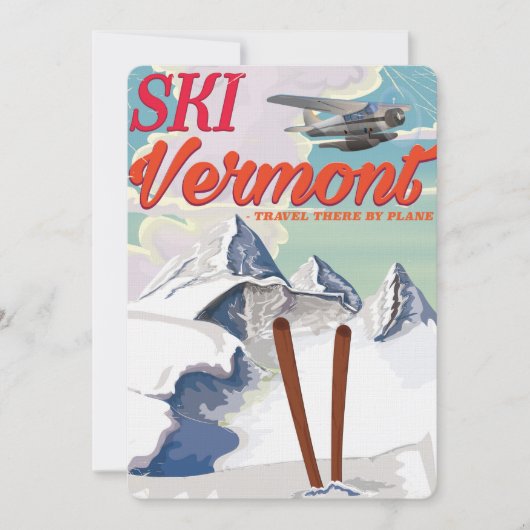 Ski Vermont poster van de retro-vakantie Kaart (Voorkant)