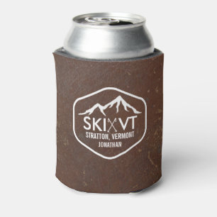 Ski Vermont Stratton Stowe Killington Faux Leather Blikjeskoeler