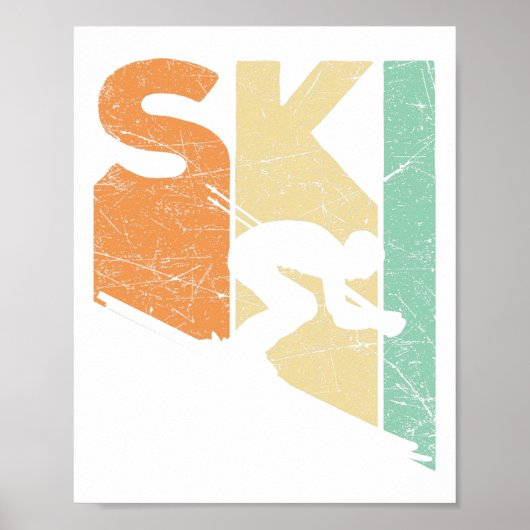 Ski Vintage Skiloper Retro Skiliefhebber Afdaling Poster (Voorkant)