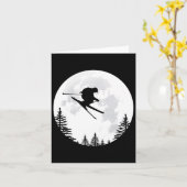 Ski - vliegende springende skiër over de maan kaart (Gele Bloem)