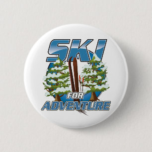 Ski voor avontuurlijke logo ronde button 5,7 cm