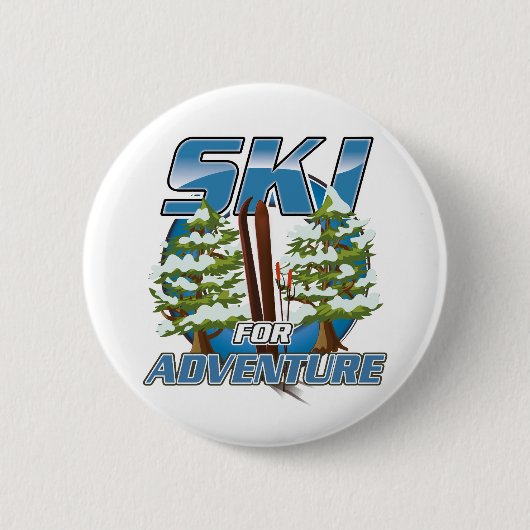 Ski voor avontuurlijke logo ronde button 5,7 cm (Voorkant)