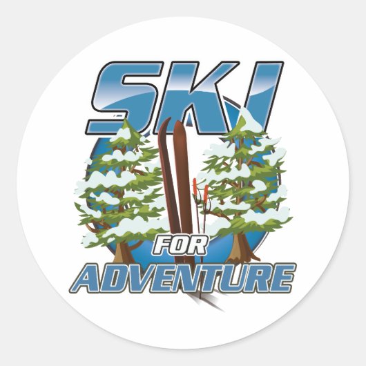 Ski voor avontuurlijke logo ronde sticker (Voorkant)