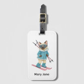 Ski voor vrijgezellenfeest Siamese kattenliefhebbe Bagagelabel (Voorkant (verticaal))