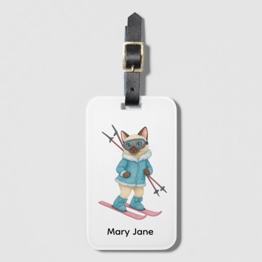 Ski voor vrijgezellenfeest Siamese kattenliefhebbe Bagagelabel (Voorkant (verticaal))