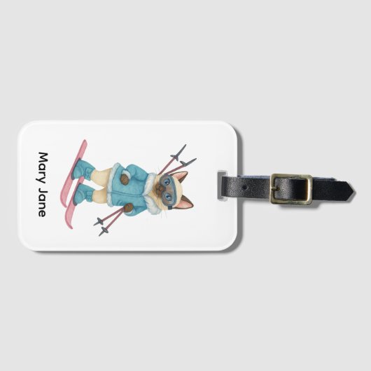 Ski voor vrijgezellenfeest Siamese kattenliefhebbe Bagagelabel (Voorkant (horizontaal))