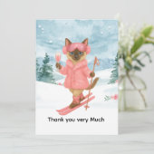 Ski voor vrijgezellenfeest Siamese kattenliefhebbe Bedankkaart (Staand voorkant)