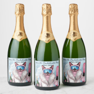 Ski vrijgezellenfeest Bruid op de piste Sparkling Wijnetiket