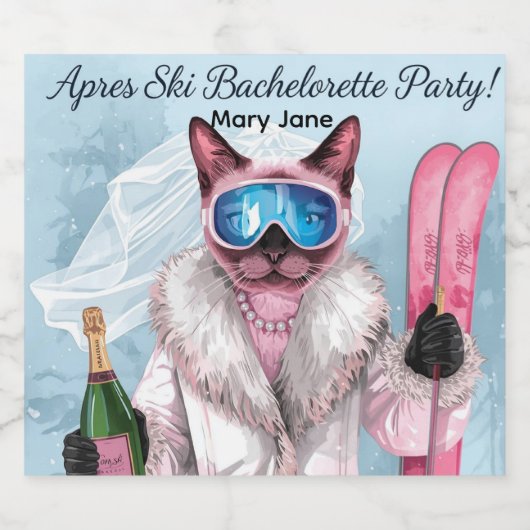Ski vrijgezellenfeest Bruid op de piste Sparkling Wijnetiket (Enkel label)