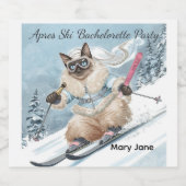 Ski vrijgezellenfeest Bruid op de piste  Sparkling Wijnetiket (Enkel label)