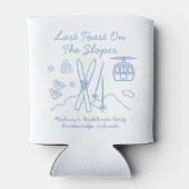 Ski vrijgezellenfeest laatste toost op de piste blikjeskoeler (Achterkant)