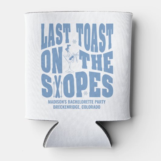 Ski vrijgezellenfeest laatste toost op de piste blikjeskoeler (Voorkant)