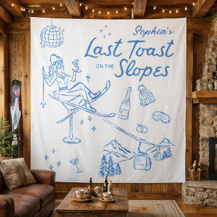 Ski Vrijgezellenfeest laatste toost op de piste Wandkleed