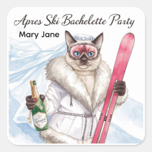 Ski vrijgezellenfeest sticker Bruid op de piste