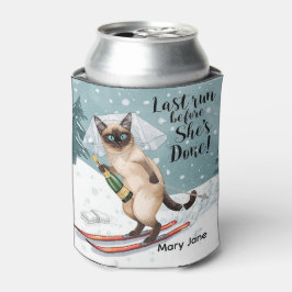 Ski vrijgezellenfeest sticker Bruid op de piste Blikjeskoeler