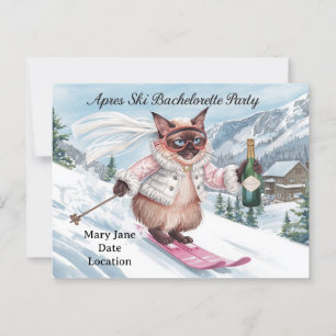 Ski vrijgezellenfeest voor kattenliefhebbers briefkaart