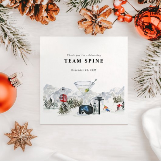 Ski Vrijgezellenfeest Waterverf Gondel & Blokhut Servet