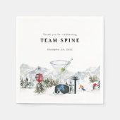 Ski vrijgezellenfeest waterverf gondel & blokhutte servet (Voorkant)