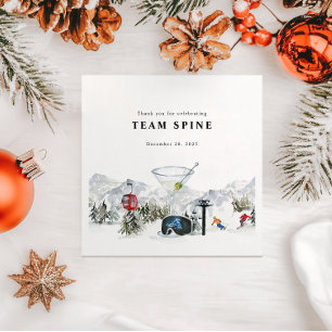 Ski Vrijgezellenfeest Waterverf Gondel & Houten hu Servet