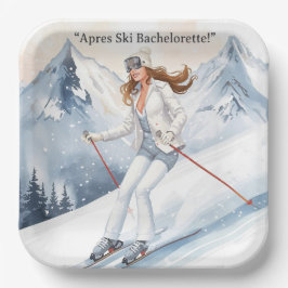 Ski vrijgezellenweekend bruid op de piste papieren bordje