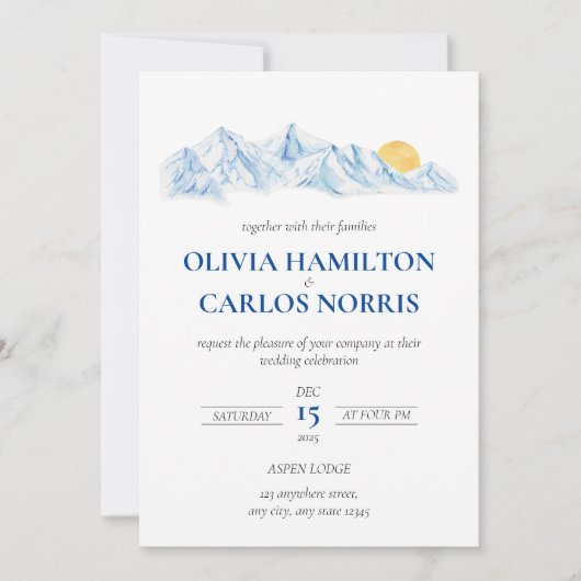 Ski Wedding Waterverf Berglandschap (Voorkant)