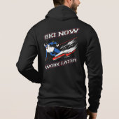 Ski werkt nu later Skiende enthousiastelingen Hoodie (Achterkant)