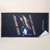 Ski werkt nu later Skiende ventilatoren gepersonal Strandlaken (Voorkant)