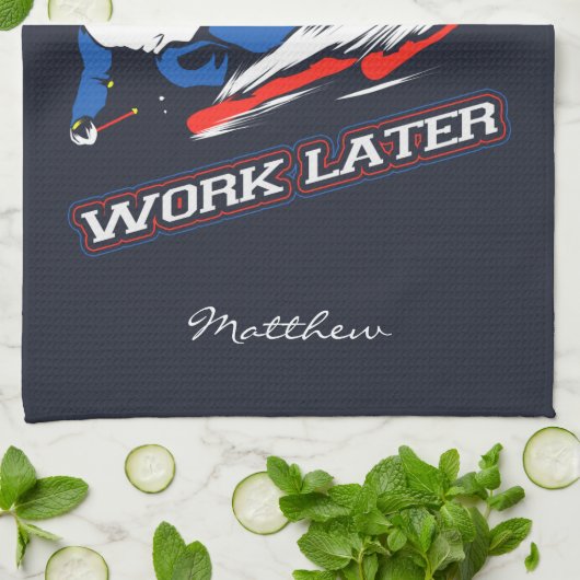 Ski werkt nu later Skiende ventilatoren Theedoek (Gevouwen)