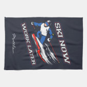 Ski werkt nu later Skiende ventilatoren Theedoek (Horizontaal)