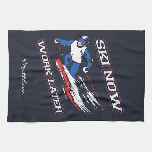 Ski werkt nu later Skiende ventilatoren Theedoek (Horizontaal)
