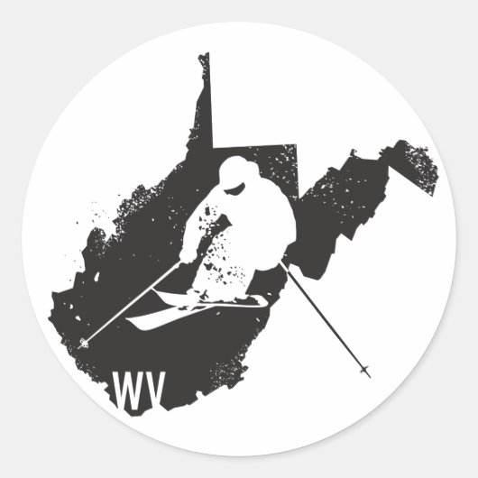 Ski West Virginia Ronde Sticker (Voorkant)
